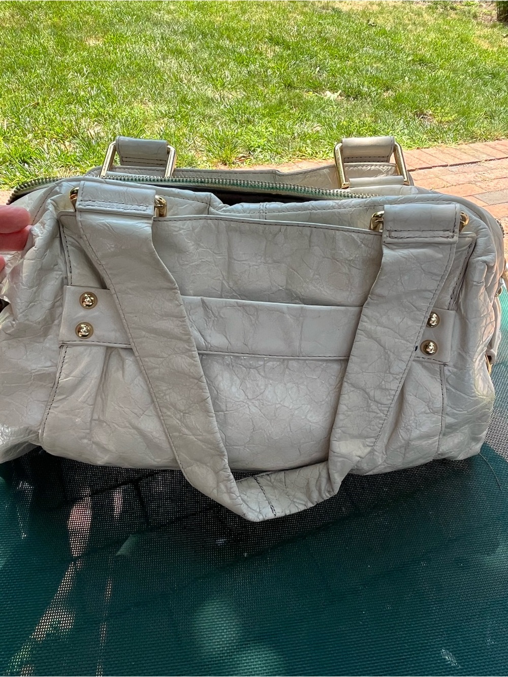 KOOBA CHALKY WHITE Women's Satchel Handbag with Gold Hardware, great cond.